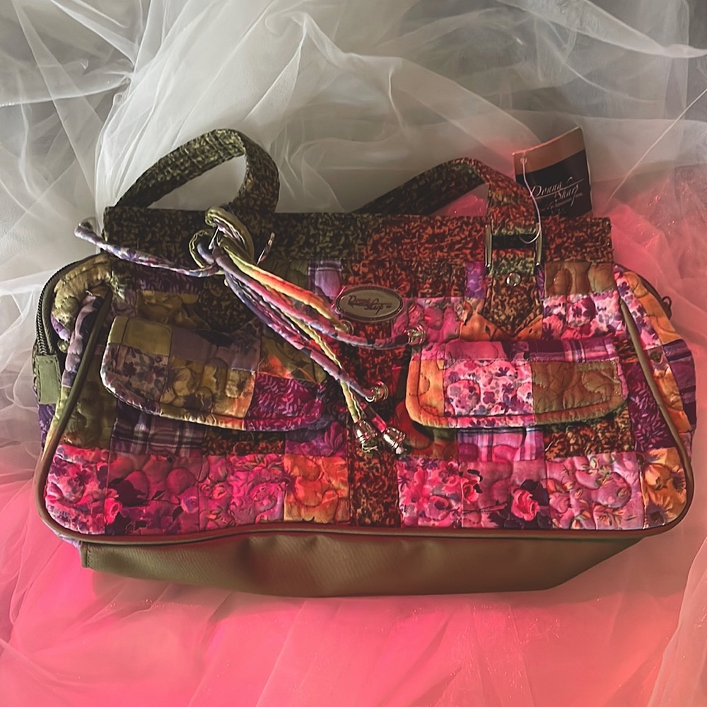 Vintage quilt pattern bag (earth tones+lavender) (not used)